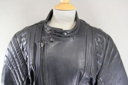 RICHA CLASSIC BLACK LEATHER BIKER JACKET 38-40 INCH CHEST/MEDIUM