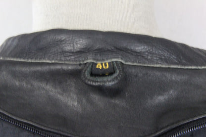 ASHY CLASSIC BLACK LEATHER VENTILATED BIKER JACKET WITH PROTECTORS 36-38 INCH