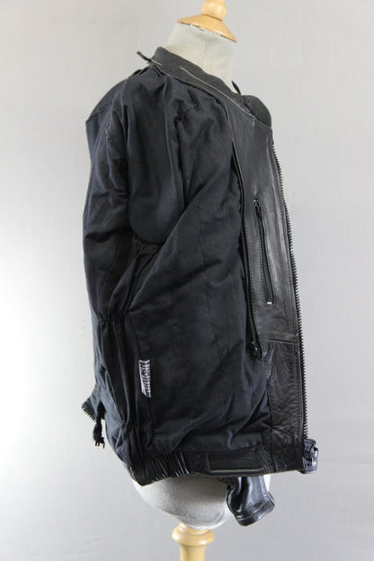 ASHY CLASSIC BLACK LEATHER VENTILATED BIKER JACKET WITH PROTECTORS 36-38 INCH