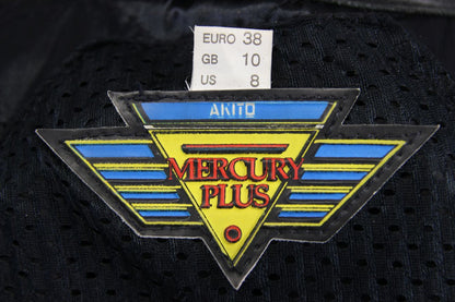AKITO MERCURY PLUS BLACK LEATHER BIKER JACKET WITH BACK PROTECTOR: SIZE 10