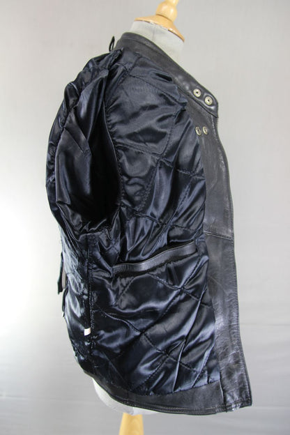 AKITO MERCURY PLUS BLACK LEATHER BIKER JACKET WITH BACK PROTECTOR: SIZE 10