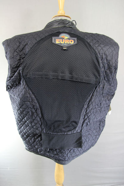 CLASSIC EURO STYLE BLACK LEATHER BIKER JACKET WITH BACK PROTECTOR 42-44 IN/LARGE