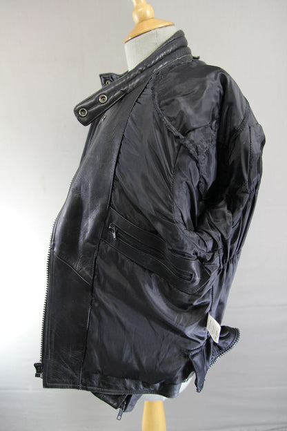 RICHA CLASSIC BLACK LEATHER LADIES BIKER JACKET: SIZE 12