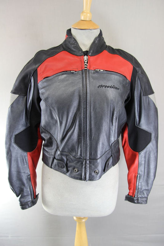 HEIN GERICKE STREETLINE LEATHER BIKER JACKET WITH REMOVABLE CE ARMOUR SIZE 14