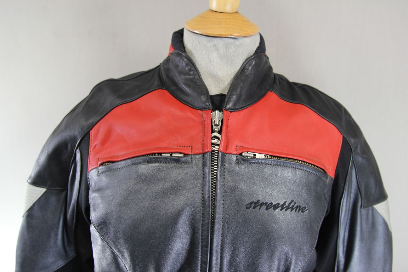 HEIN GERICKE STREETLINE LEATHER BIKER JACKET WITH REMOVABLE CE ARMOUR SIZE 14