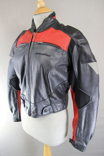HEIN GERICKE STREETLINE LEATHER BIKER JACKET WITH REMOVABLE CE ARMOUR SIZE 14