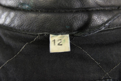 APACHE LEATHERS APOLLO CLASSIC COTTON LINED BLACK BIKER JACKET: SIZE 12