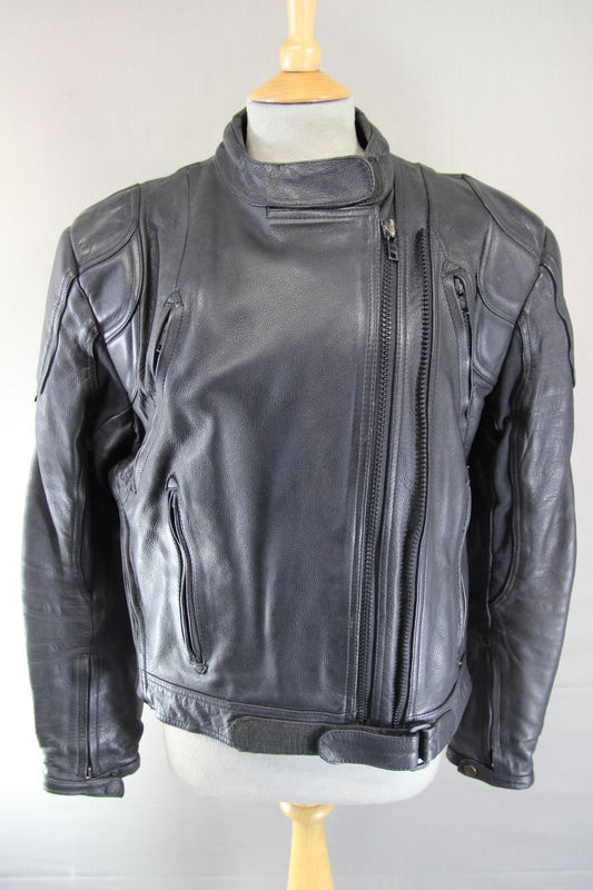 APACHE CLASSIC LADIES BLACK LEATHER BIKER JACKET 38-40 INCH CHEST/SIZE 16