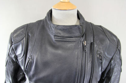 APACHE CLASSIC LADIES BLACK LEATHER BIKER JACKET 38-40 INCH CHEST/SIZE 16