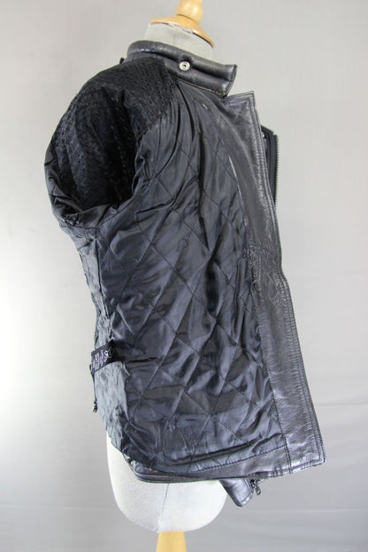 LADIES 'CHARLIE' CLASSIC BLACK LEATHER BIKER JACKET 32-34 INCH/SMALL/SIZE 10