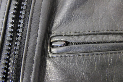 LADIES 'CHARLIE' CLASSIC BLACK LEATHER BIKER JACKET 32-34 INCH/SMALL/SIZE 10