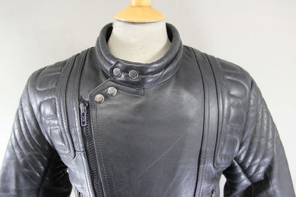 APACHE CLASSIC BLACK LEATHER BIKER JACKET 38 INCH CHEST