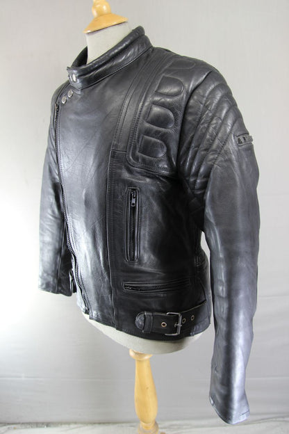 APACHE CLASSIC BLACK LEATHER BIKER JACKET 38 INCH CHEST