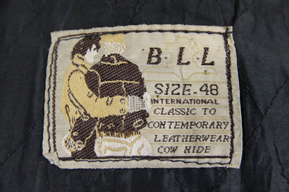 BLL CLASSIC BLACK COWHIDE LEATHER BIKER JACKET 44 INCH CHEST