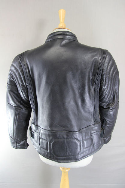 CLASSIC JUST BIKERS BLACK LEATHER COTTON LINED BIKER JACKET: SIZE 16 38-40 INCH