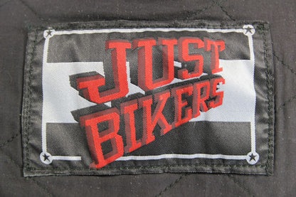 CLASSIC JUST BIKERS BLACK LEATHER COTTON LINED BIKER JACKET: SIZE 16 38-40 INCH