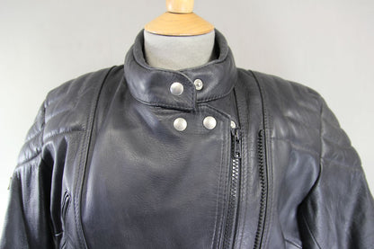 CLASSIC ASHMAN BLACK COWHIDE LEATHER BIKER JACKET: SIZE 16 38-40 INCH