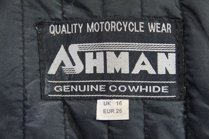 CLASSIC ASHMAN BLACK COWHIDE LEATHER BIKER JACKET: SIZE 16 38-40 INCH
