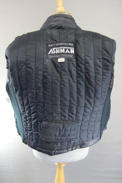 CLASSIC ASHMAN BLACK COWHIDE LEATHER BIKER JACKET: SIZE 16 38-40 INCH