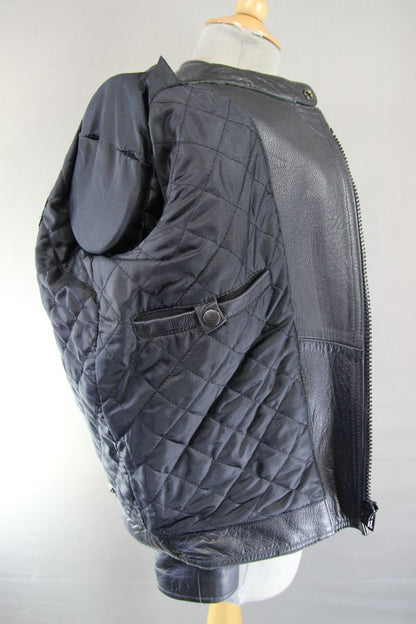 BOYS/CHILDS 'BABY BIKER' BLACK LEATHER BIKER JACKET WITH KNOX CE ARMOUR 36IN/4XL