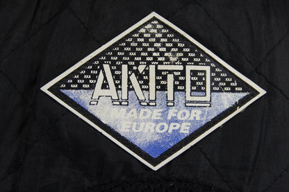 AKITO CLASSIC BLACK LEATHER BIKER JACKET WITH BACK PROTECTOR: SIZE 14