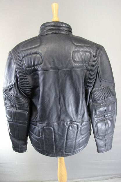 DYNAMIC LEATHERS CLASSIC BLACK BIKER JACKET 40 INCH CHEST