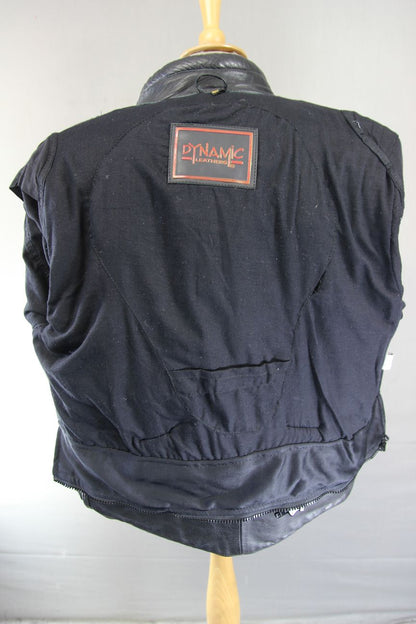 DYNAMIC LEATHERS CLASSIC BLACK BIKER JACKET 40 INCH CHEST