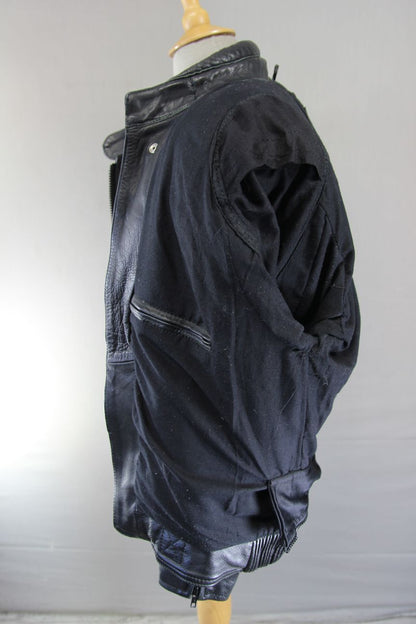 DYNAMIC LEATHERS CLASSIC BLACK BIKER JACKET 40 INCH CHEST