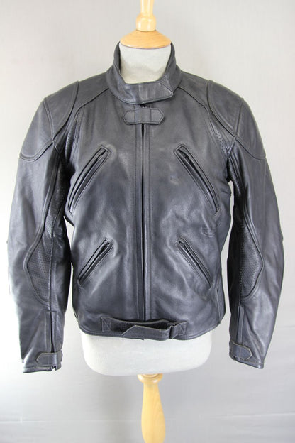 CLASSIC RIDER BLACK LEATHER BIKER JACKET SIZE 12