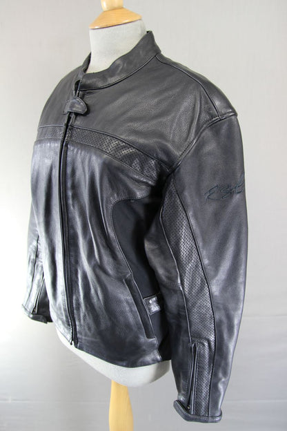 RST CUSTOMISED FEMME COLLECTION BLACK LEATHER BIKER JACKET: SIZE 18