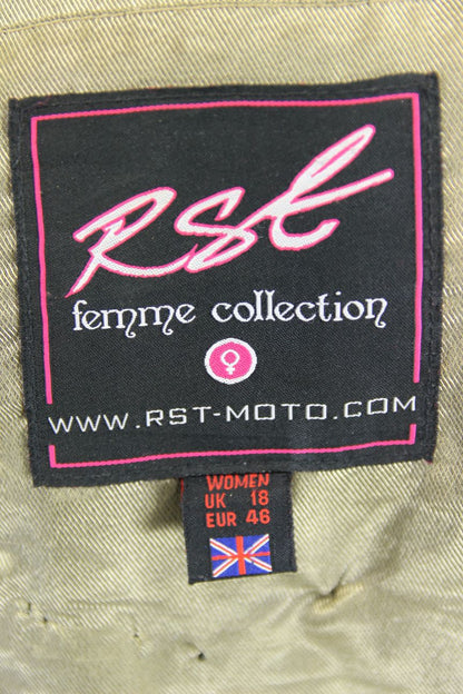 RST CUSTOMISED FEMME COLLECTION BLACK LEATHER BIKER JACKET: SIZE 18