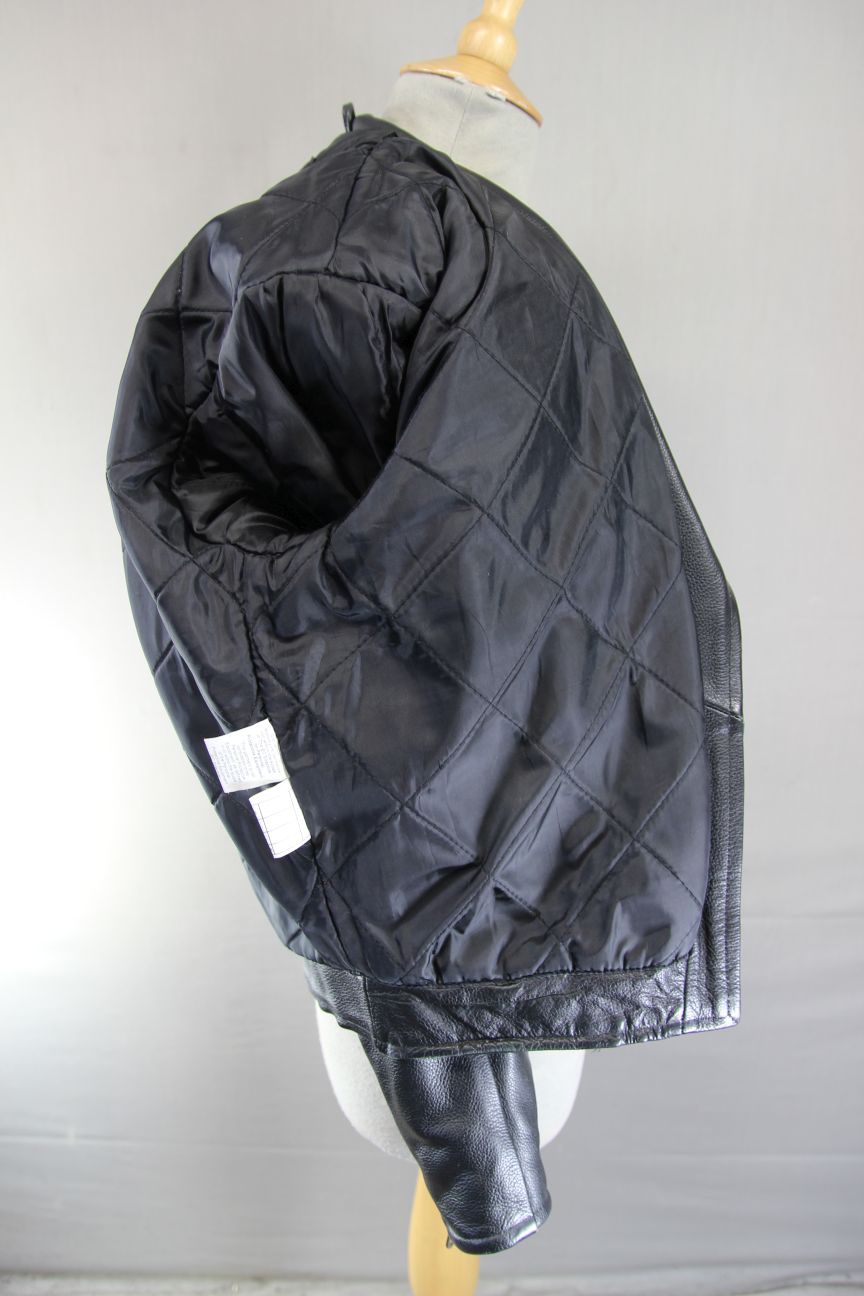 BUFFALO VINTAGE 1970S STYLE PUNK ROCK BLACK LEATHER RETRO BIKER JACKET: SIZE 10