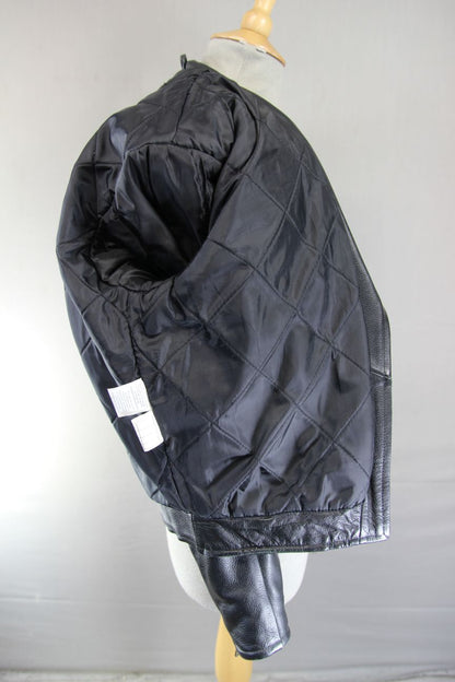 BUFFALO VINTAGE 1970S STYLE PUNK ROCK BLACK LEATHER RETRO BIKER JACKET: SIZE 10