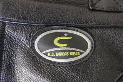 KJ BIKERS WEAR LADIES BLACK LEATHER TROUSERS: SIZE 12 WAIST 26"/INSIDE LEG 28"