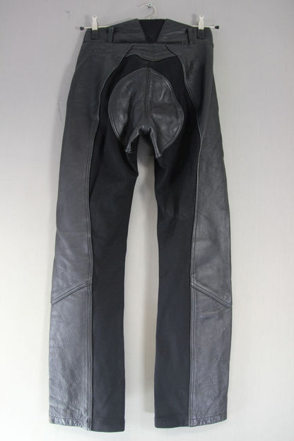 RICHA FREEDOM BLACK LEATHER BIKER TROUSERS SIZE 10: WAIST 28 IN/INSIDE LEG 32 IN