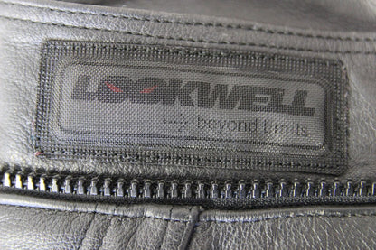 LOOKWELL BLACK LEATHER BIKER TROUSERS - SIZE 12: WAIST 28-30 IN/INSIDE LEG 29 IN