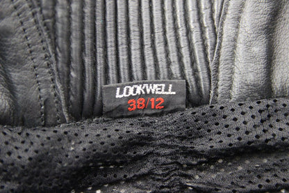 LOOKWELL BLACK LEATHER BIKER TROUSERS - SIZE 12: WAIST 28-30 IN/INSIDE LEG 29 IN