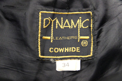 DYNAMIC LEATHERS BLACK COWHIDE BIKER TROUSERS: WAIST 32-34 IN/INSIDE LEG 29 IN