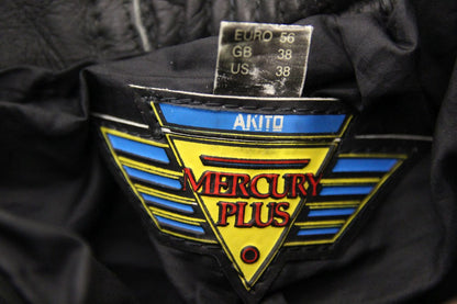 AKITO MERCURY PLUS BLACK LEATHER BIKER TROUSERS: WAIST 32-34 IN/INSIDE LEG 28 IN