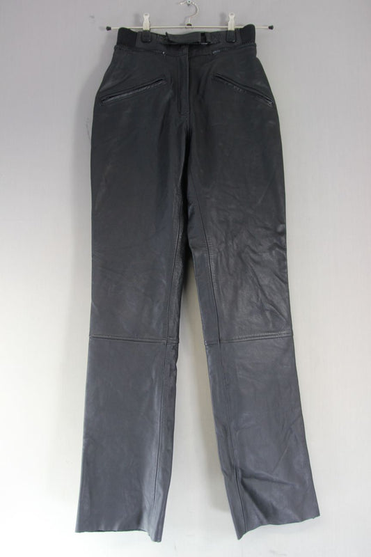 IXS MOTO FASHION LADIES BLACK LEATHER BIKER TROUSERS: WAIST 26"/INSIDE LEG 35"