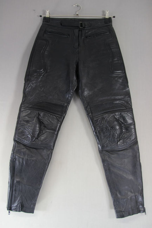 SKIN LADIES BLACK LEATHER BIKER TROUSERS WAIST 28 INCH/INSIDE LEG 30 INCH/MEDIUM