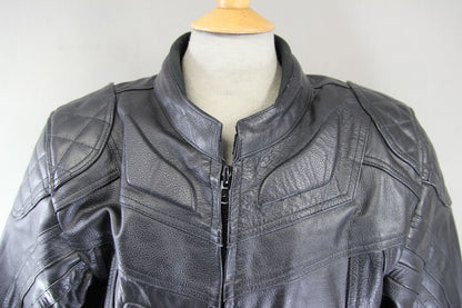 GEAR X BLACK LEATHER BIKER JACKET WITH SHOULDER & ELBOW CE ARMOUR 42-44 IN/LARGE