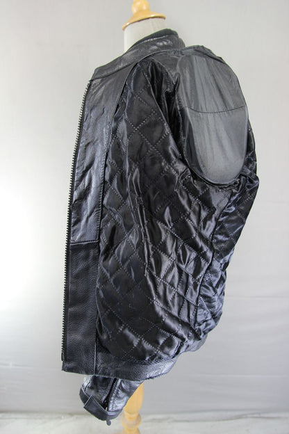 GEAR X BLACK LEATHER BIKER JACKET WITH SHOULDER & ELBOW CE ARMOUR 42-44 IN/LARGE