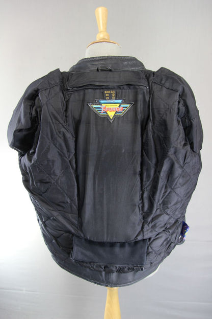 CLASSIC AKITO T-FORCE PLUS BLACK LEATHER BIKER JACKET WITH CE ARMOUR: SIZE 12