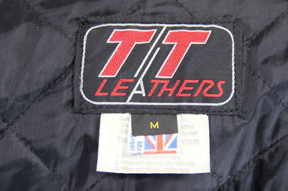 BRITISH MADE VINTAGE TT LEATHERS CLASSIC BLACK BIKER JACKET 36-38 INCH/SMALL