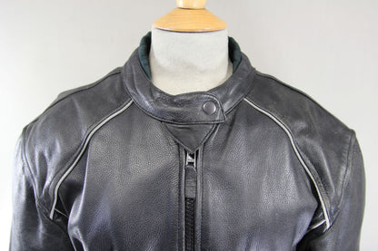 JTS BLACK LEATHER BIKER JACKET WITH REMOVABLE CE ARMOUR SIZE 18/40-42 INCH CHEST