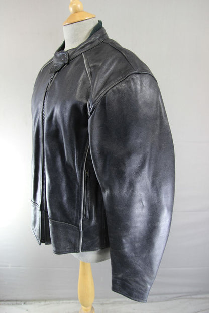 JTS BLACK LEATHER BIKER JACKET WITH REMOVABLE CE ARMOUR SIZE 18/40-42 INCH CHEST