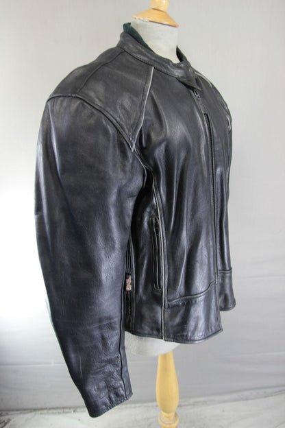 JTS BLACK LEATHER BIKER JACKET WITH REMOVABLE CE ARMOUR SIZE 18/40-42 INCH CHEST