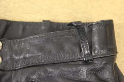 VINTAGE BRITISH MADE RIVETTS OF LONDON LEATHER BIKER TROUSERS: WAIST 28"/LEG 27"