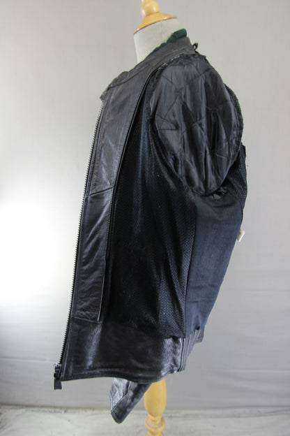JTS BLACK LEATHER BIKER JACKET WITH REMOVABLE CE ARMOUR SIZE 18/40-42 INCH CHEST